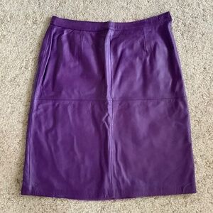 Avon Fashions Purple Knee Length LEATHER Pencil SKIRT 1980s Sexy Secretary 11/12